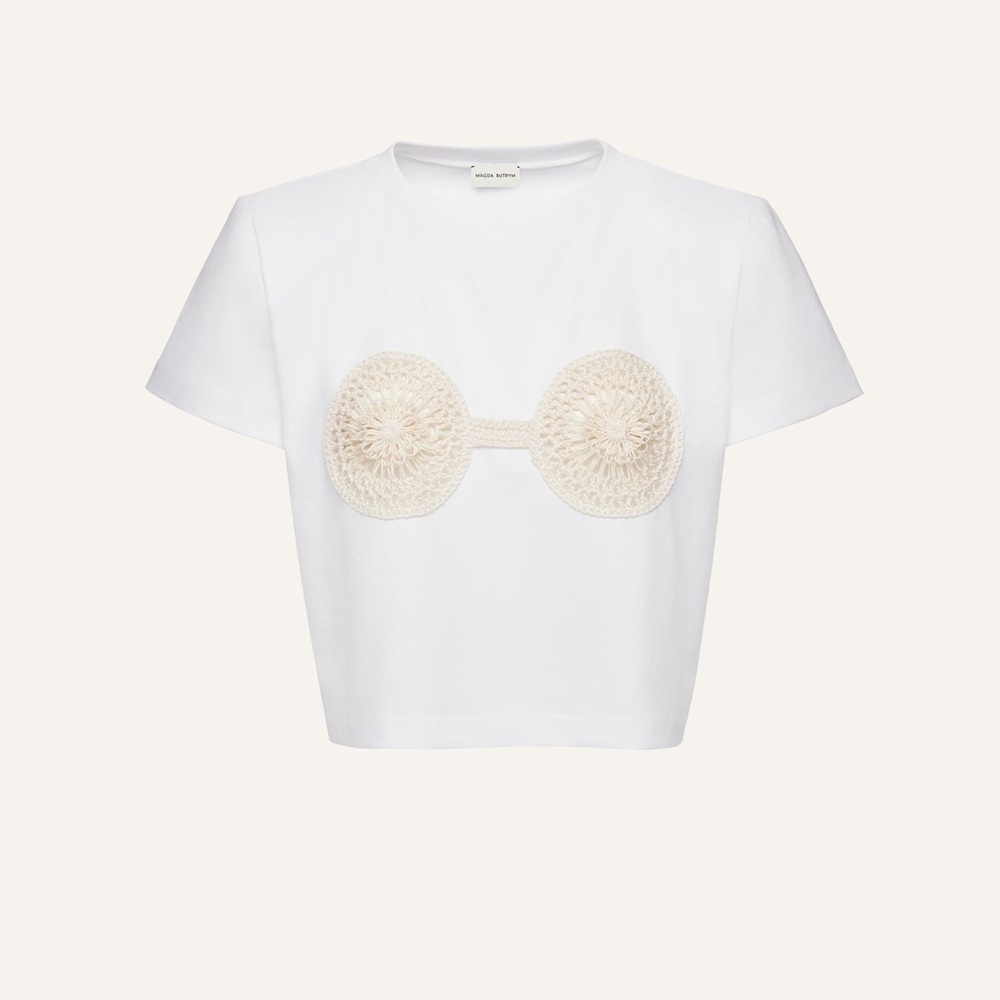 Magda Butrym Crochet bra t-shirt in white